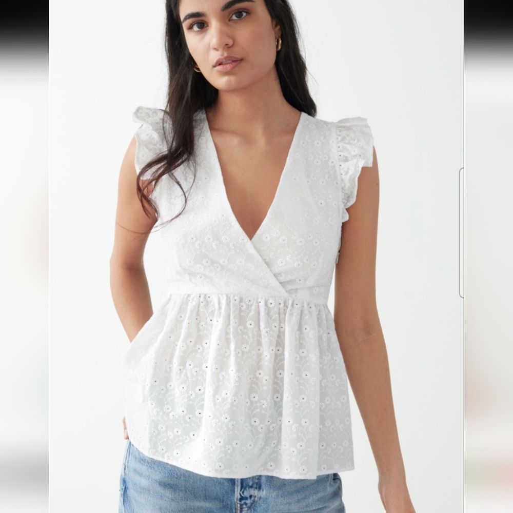 NWT & Other Stories White Eyelet Ruffle Blouse